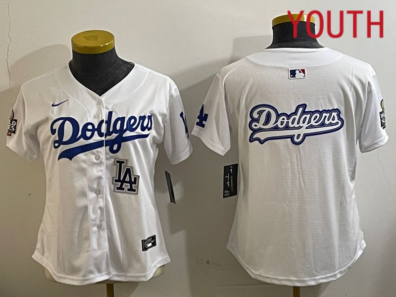 Youth Los Angeles Dodgers Blank White Game 2024 Nike MLB Jersey style 112115